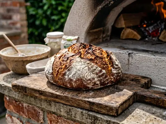 Brot backen im Pizzaofen: Schwäbisches Bauernbrot Rezept - Brot backen im Pizzaofen: Bauernbrot Rezept