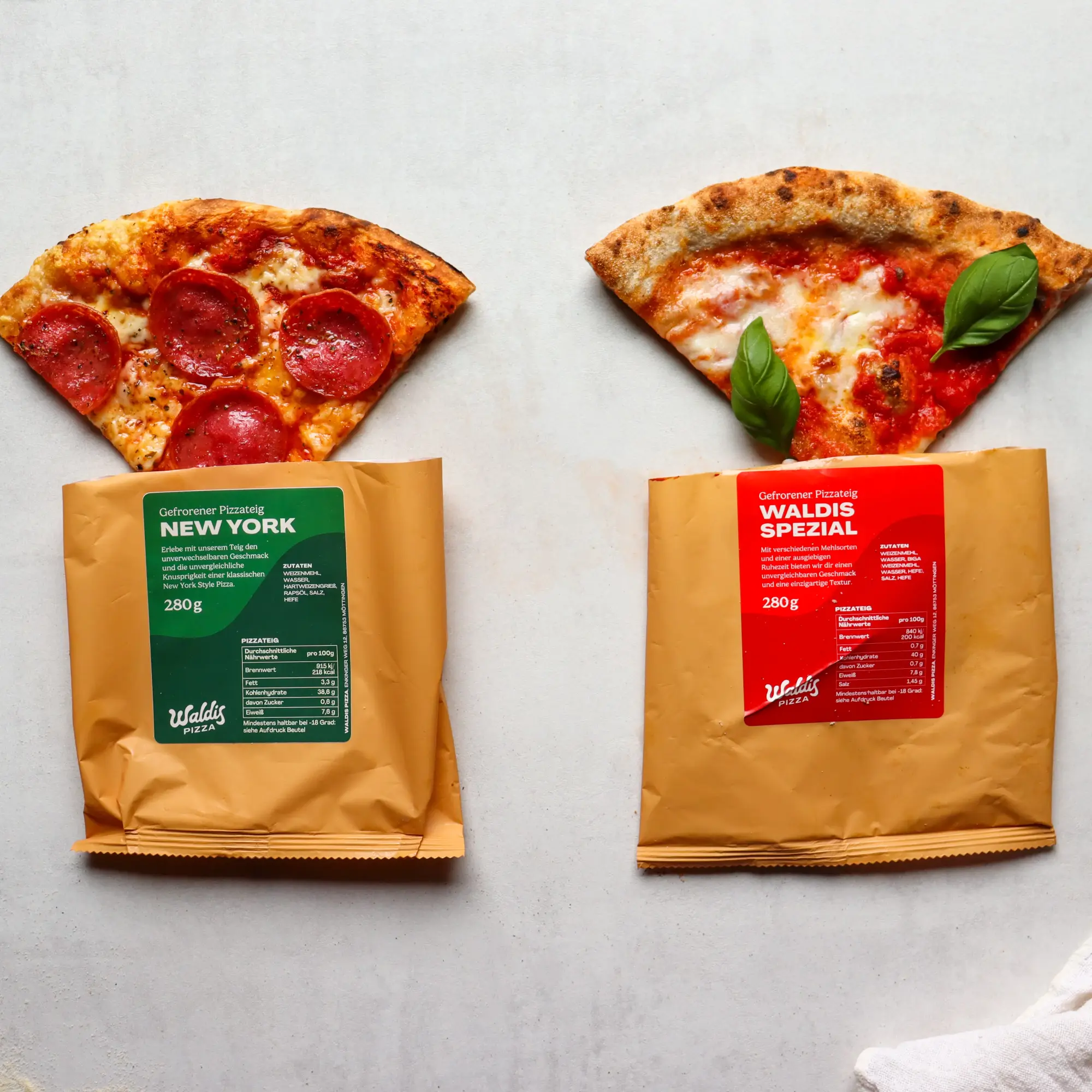 Waldis Premium Pizzateiglinge in Verpackung