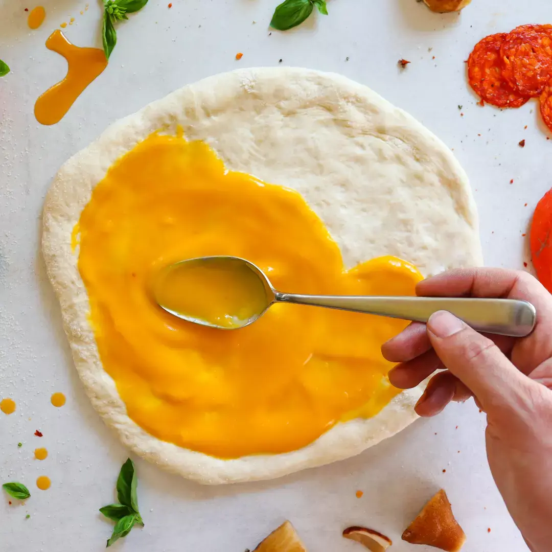 Herbstpizza mit kürbiscreme
