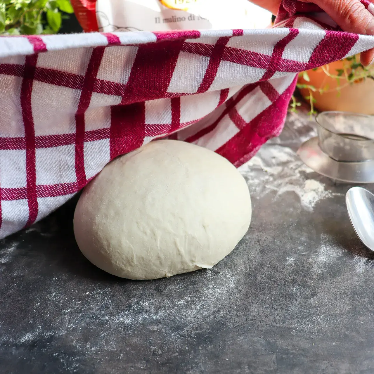Vorbereitung stockgare pizzateig 