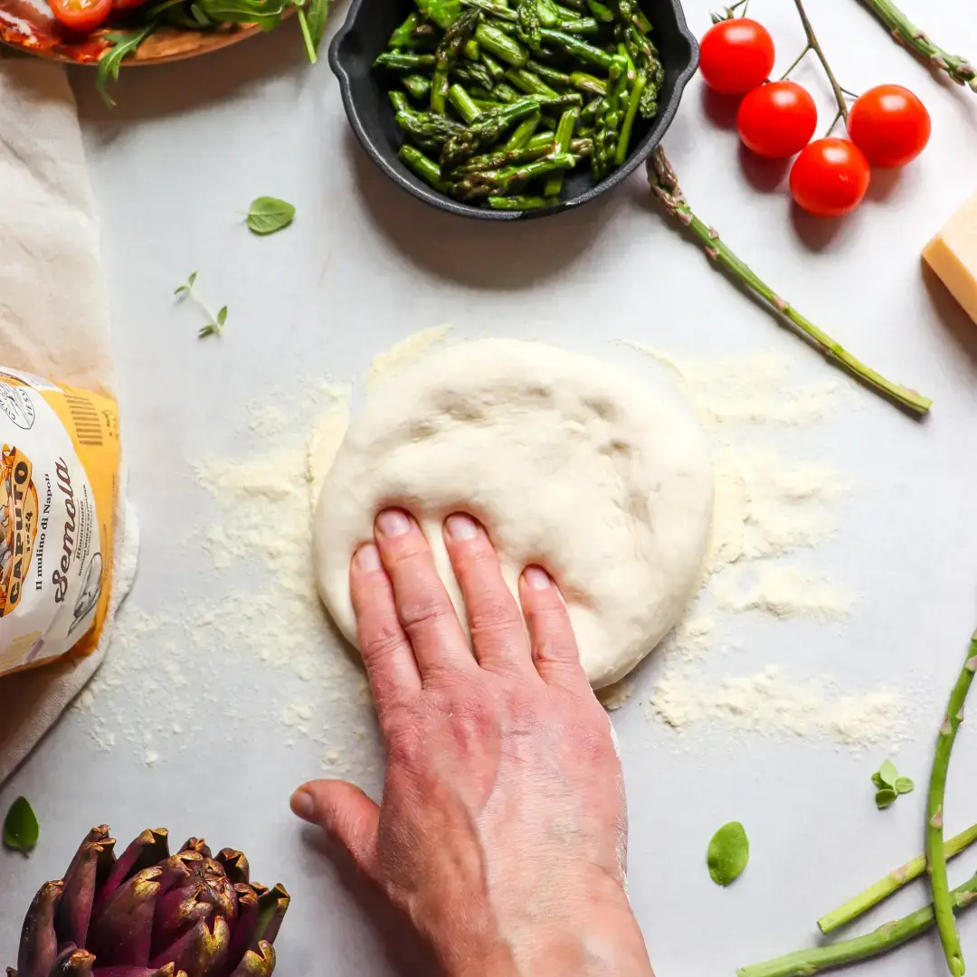 zubereitung pizza primavera mit grünem spargel