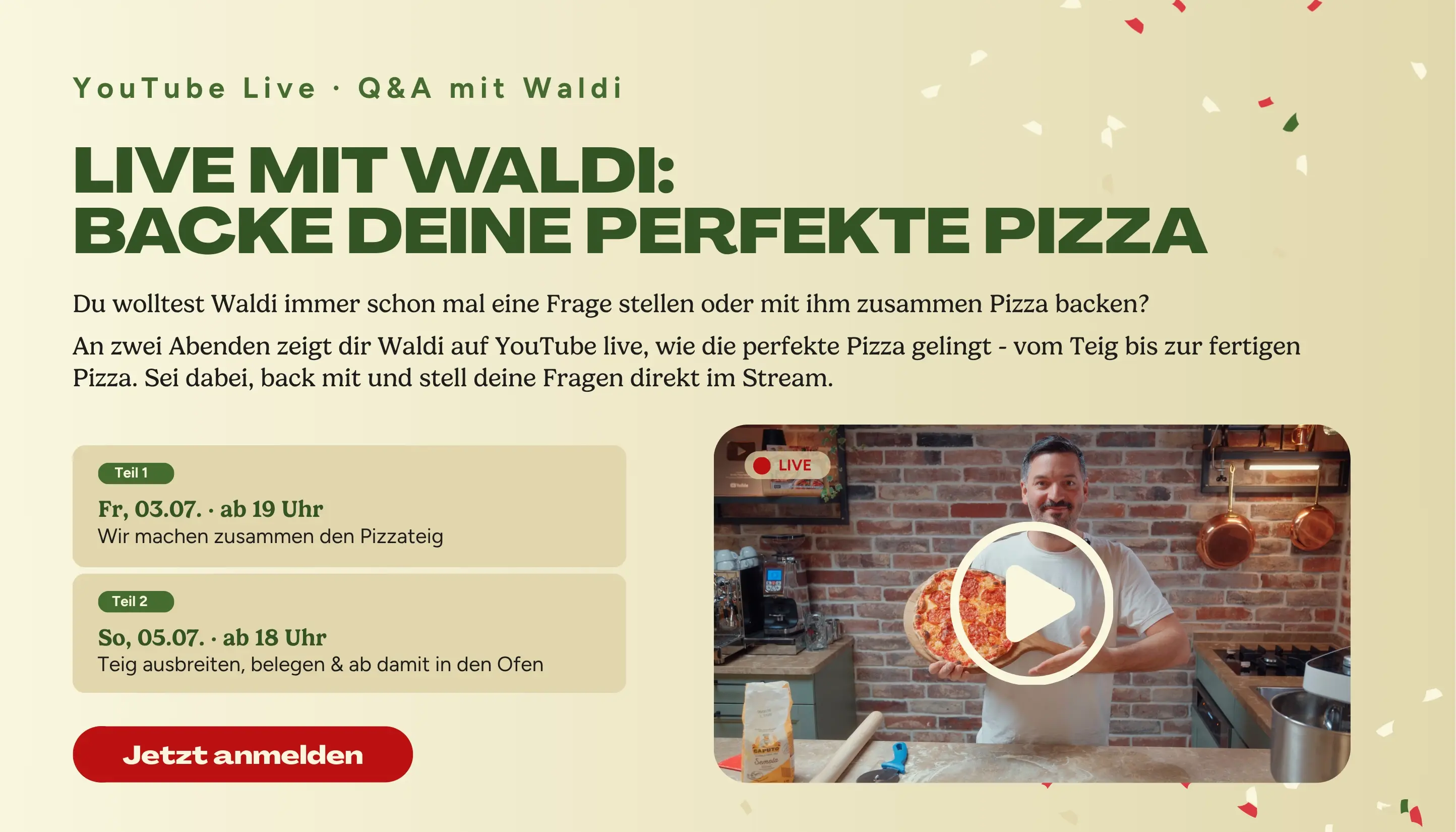 Waldi geht live auf Youtube - Link zur Anmeldung