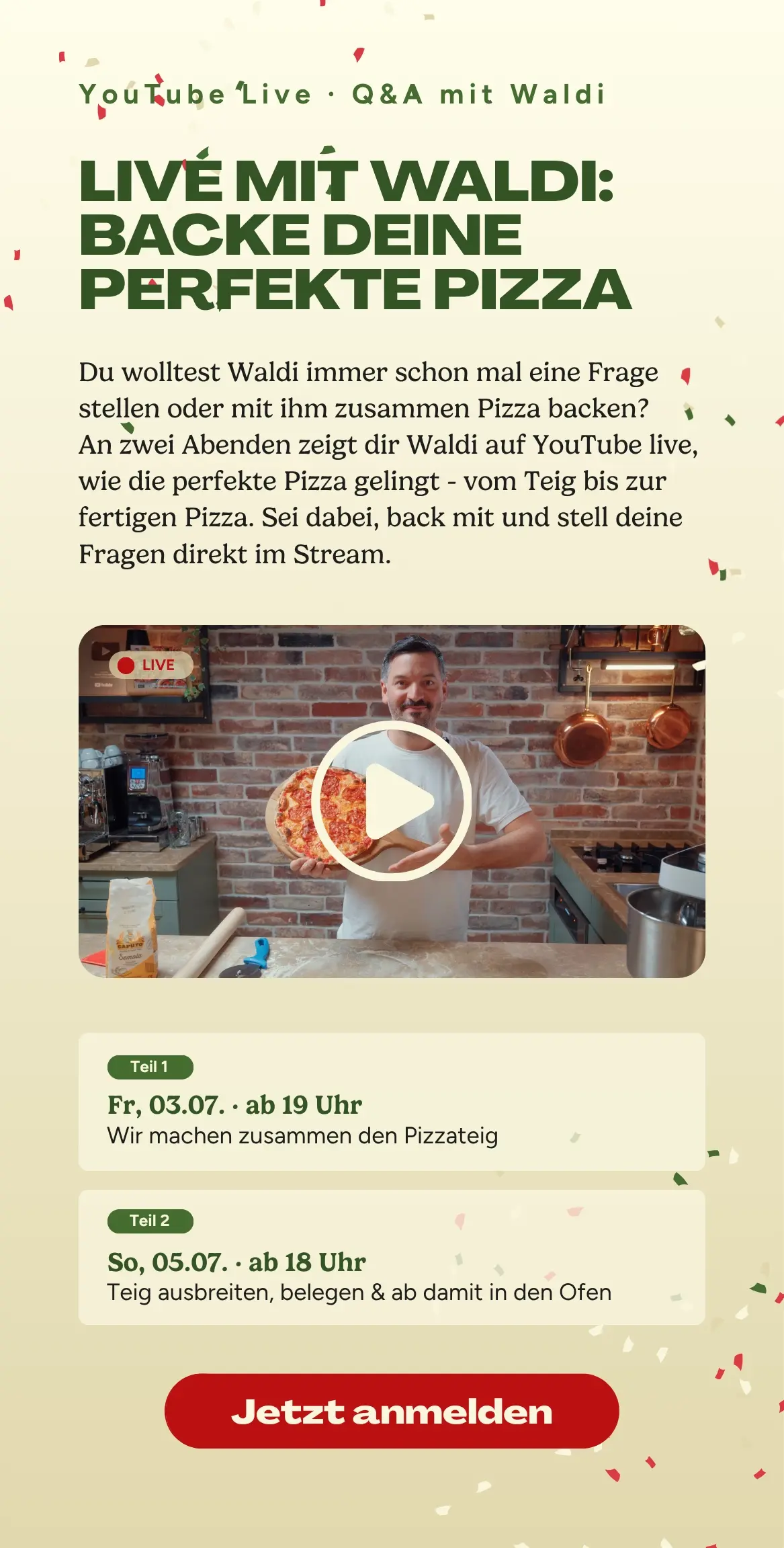 Waldi geht live auf Youtube - Link zur Anmeldung