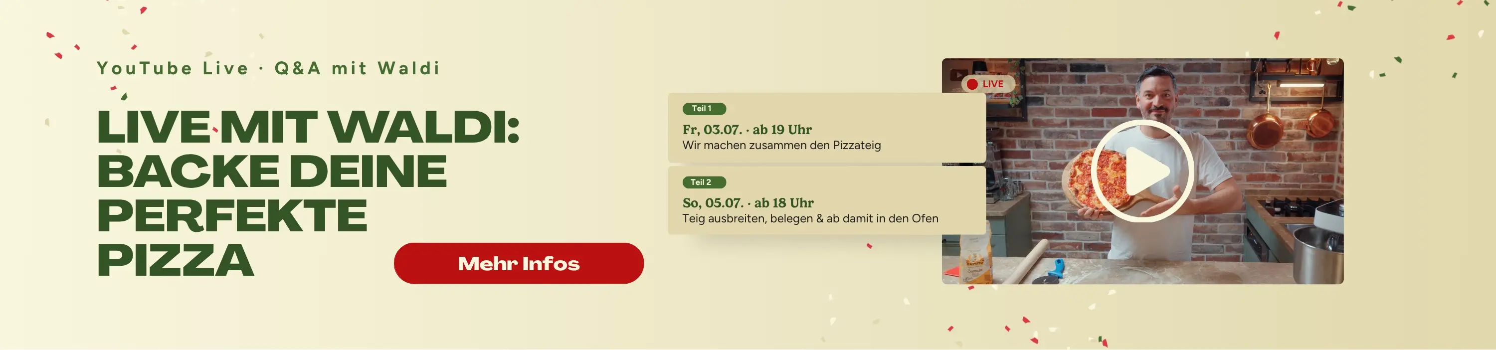 Waldis Live Event auf YouTube Live Event Ankündigung