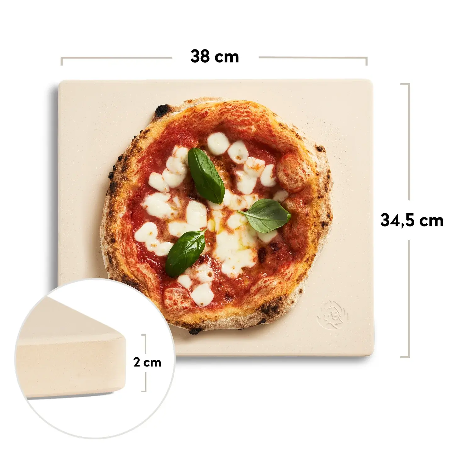 Burnhard Fat TONY Pizzastein mit Maßangaben
