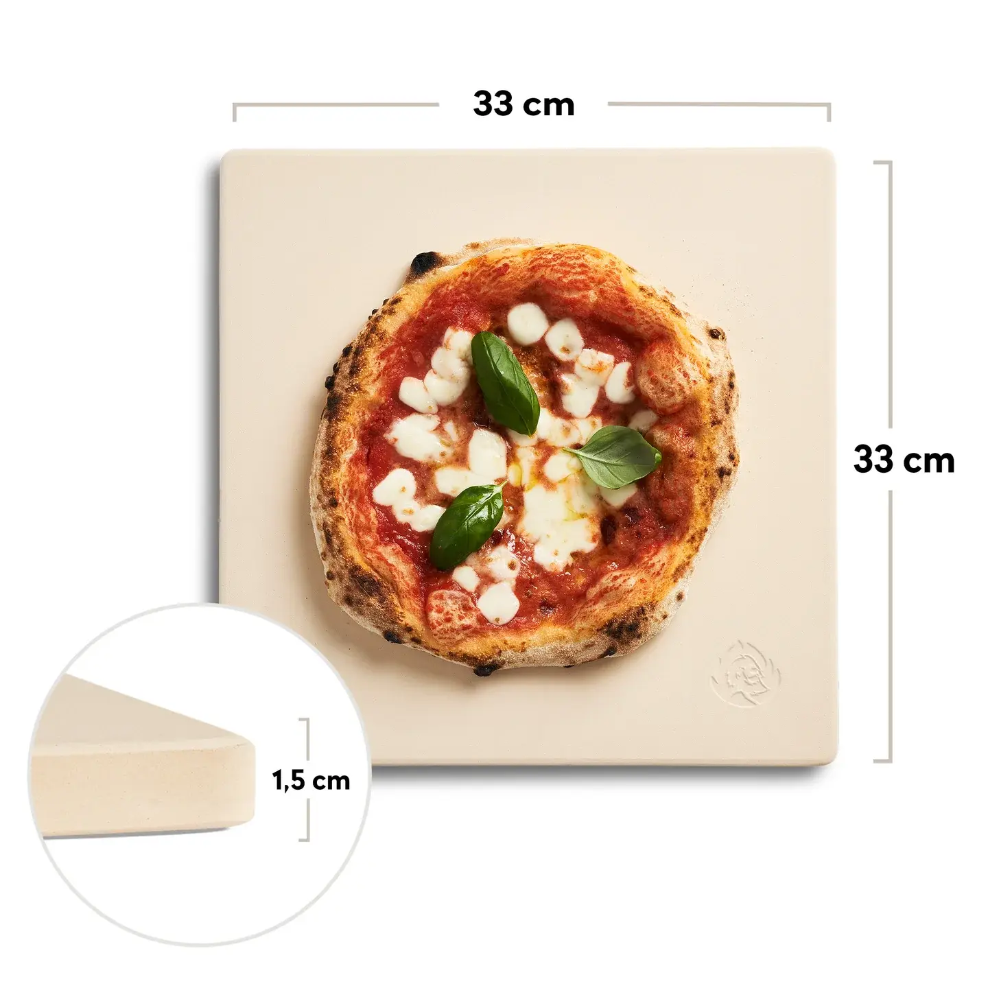 Burnhard TONY Pizzastein mit Maßangaben