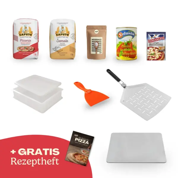 Waldis Pizza Starter Set Classico mit Backstahl & Pizzaschieber | 11-tlg.