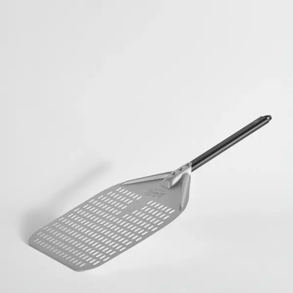NUTUNI Pizzaschieber Aus Aluminium – 30,5 X 35,6 Cm, Perforiert, Mit Silikongriff, 71 Cm Lang, Für Ooni & Pizzaöfen