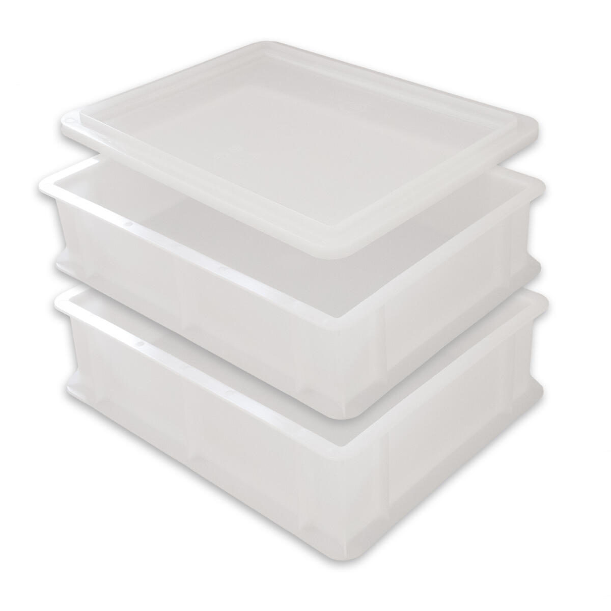 3 Stück Pizzaballenbox weiß Aufbewahrungsbehälter 60 x 40 x 7 cm Gastlando 