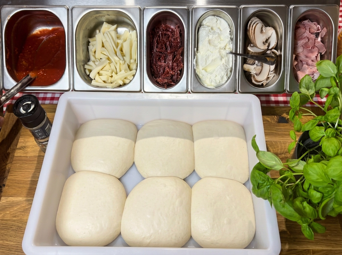 Calzone vor dem Backen mit eingeklapptem Teigrand