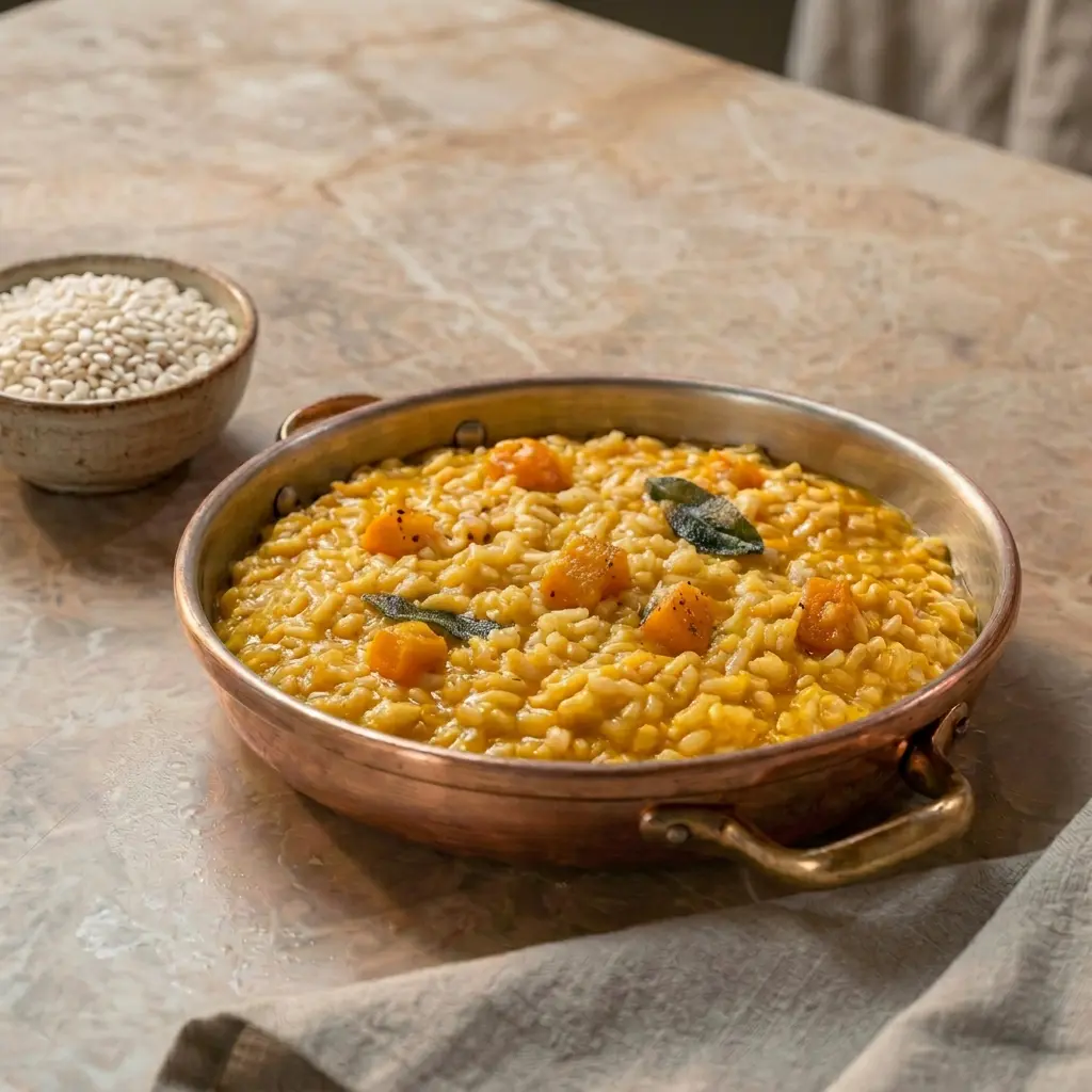 Kürbisrisotto mit Hokkaido Kürbis und Carnaroli Reis