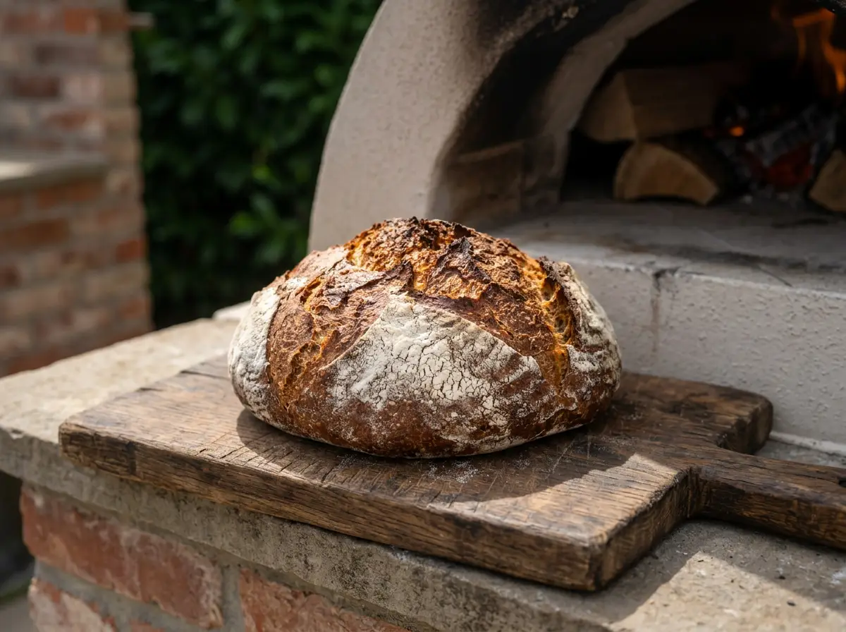 Angeschnittenes Bauernbrot mit krosser Kruste und lockerer Krume